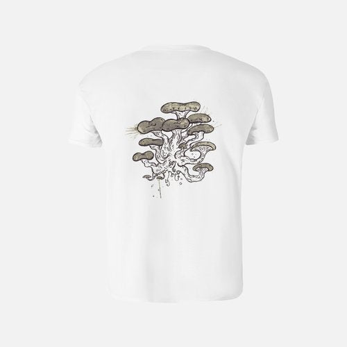 Grey Oyster Mushroom Short Sleeve T-Shirt - White